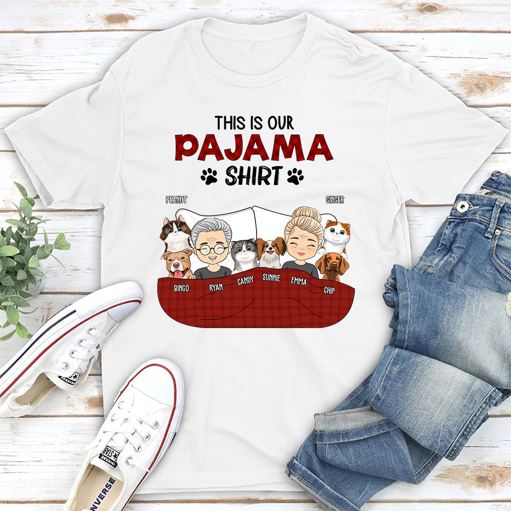 Personalized Custom Unisex Couple Pajama Shirts - Ideal for Pet Lovers