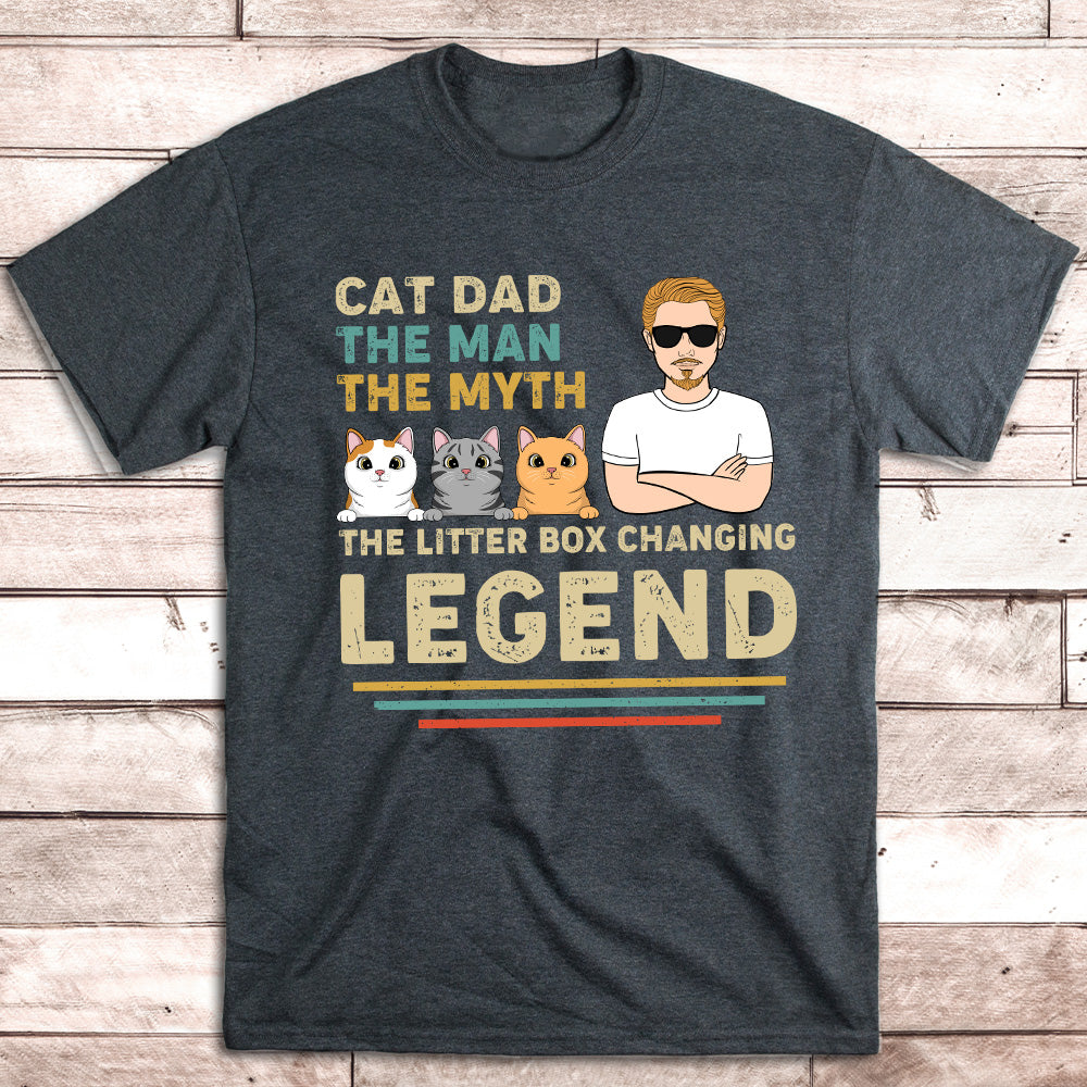 Cat Dad Legend Personalized Custom Unisex Cotton T-shirt - Ideal Gift for Pet Lovers