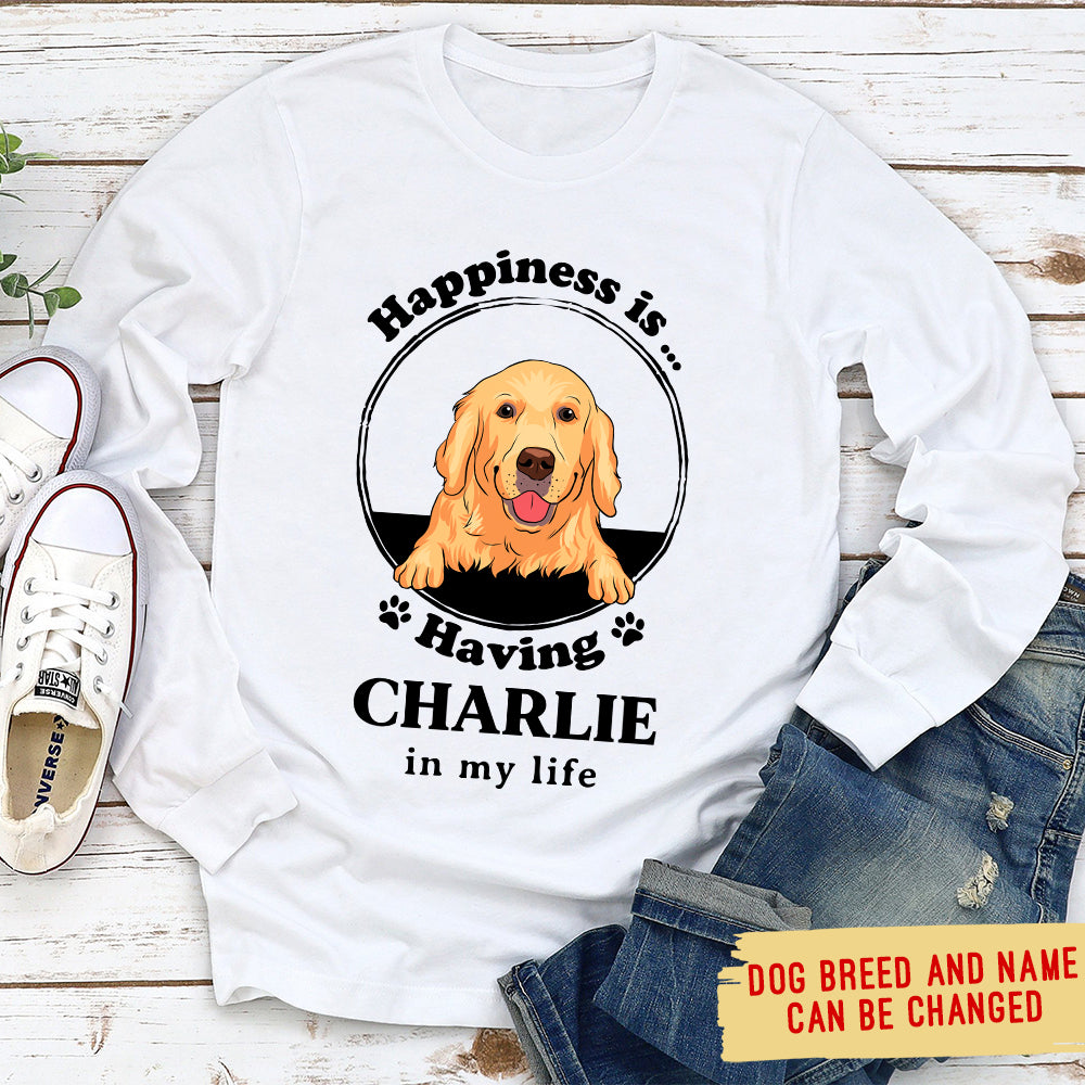 Personalized Custom Happiness Long Sleeve T-shirt for Pet Lovers