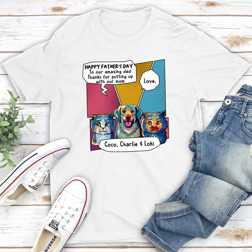 Stunning Pop Art Personalized Premium T-shirt for Pet Dads