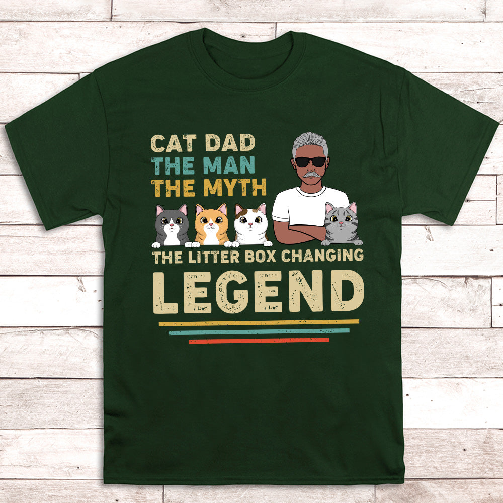 Cat Dad Legend Personalized Custom Unisex Cotton T-shirt - Ideal Gift for Pet Lovers