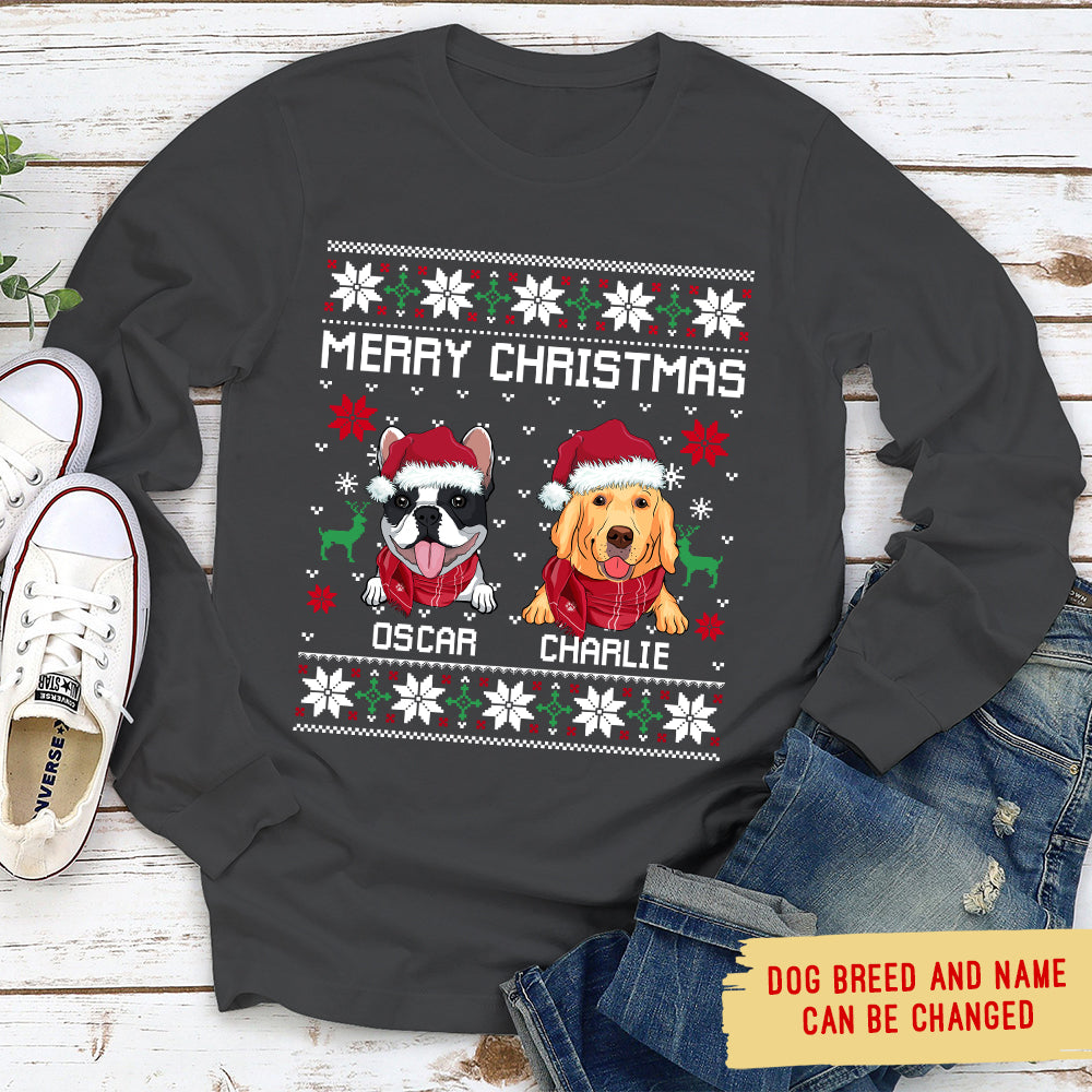Christmas Personalized Custom Long Sleeve T - shirt for Pet Lovers