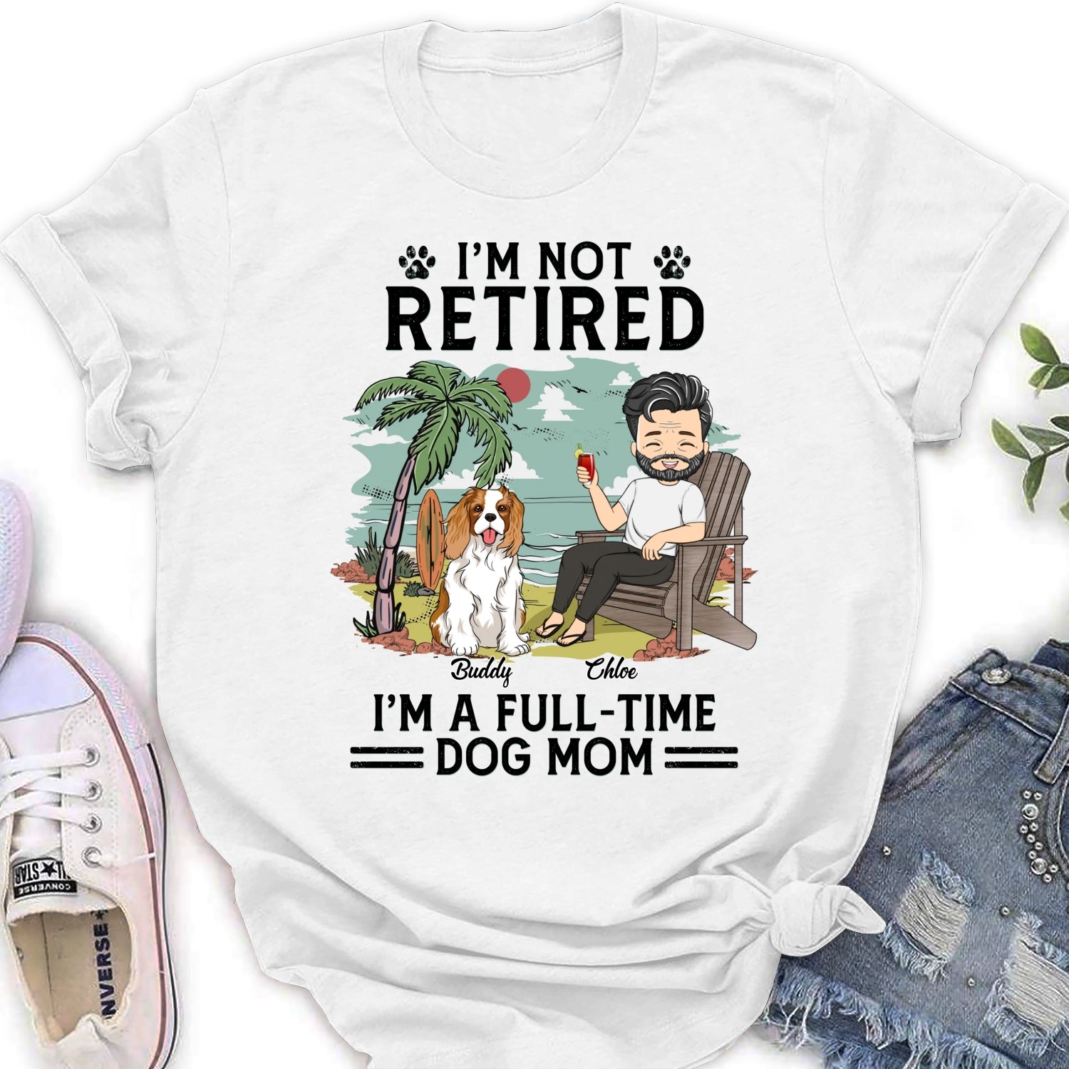 Personalized Full - Time Dog Mom Women's T - Shirt: Ideal Gift for Pet Lovers