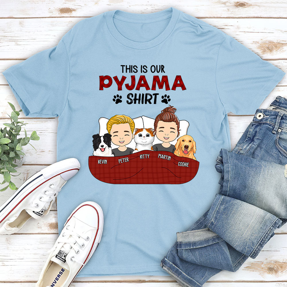 Personalized Custom Unisex Couple Pajama Shirts - Ideal for Pet Lovers