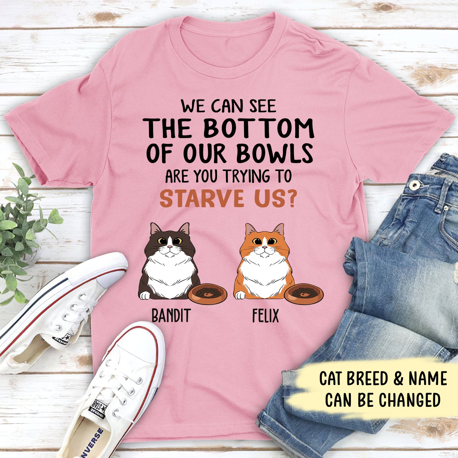 Hungry Cat Personalized Unisex Custom T - shirt: Ideal Gift for Pet Lovers