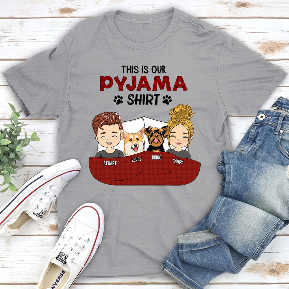 Personalized Custom Unisex Couple Pajama Shirts - Ideal for Pet Lovers