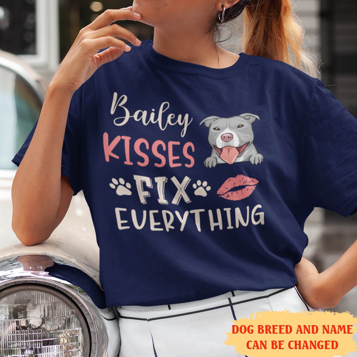 Personalized Unisex Dog - Themed T - Shirt: Dog Kisses Fix It All