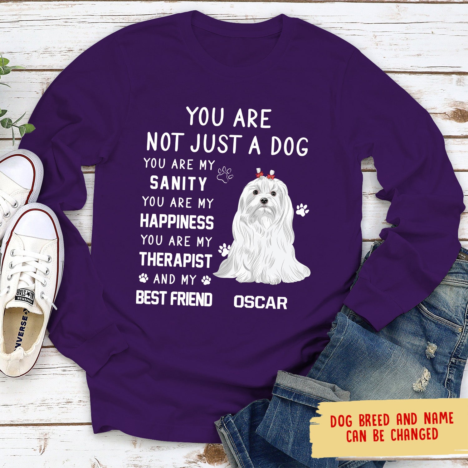 Unique Personalized Custom Long Sleeve Dog-themed T-shirt for Pet Lovers