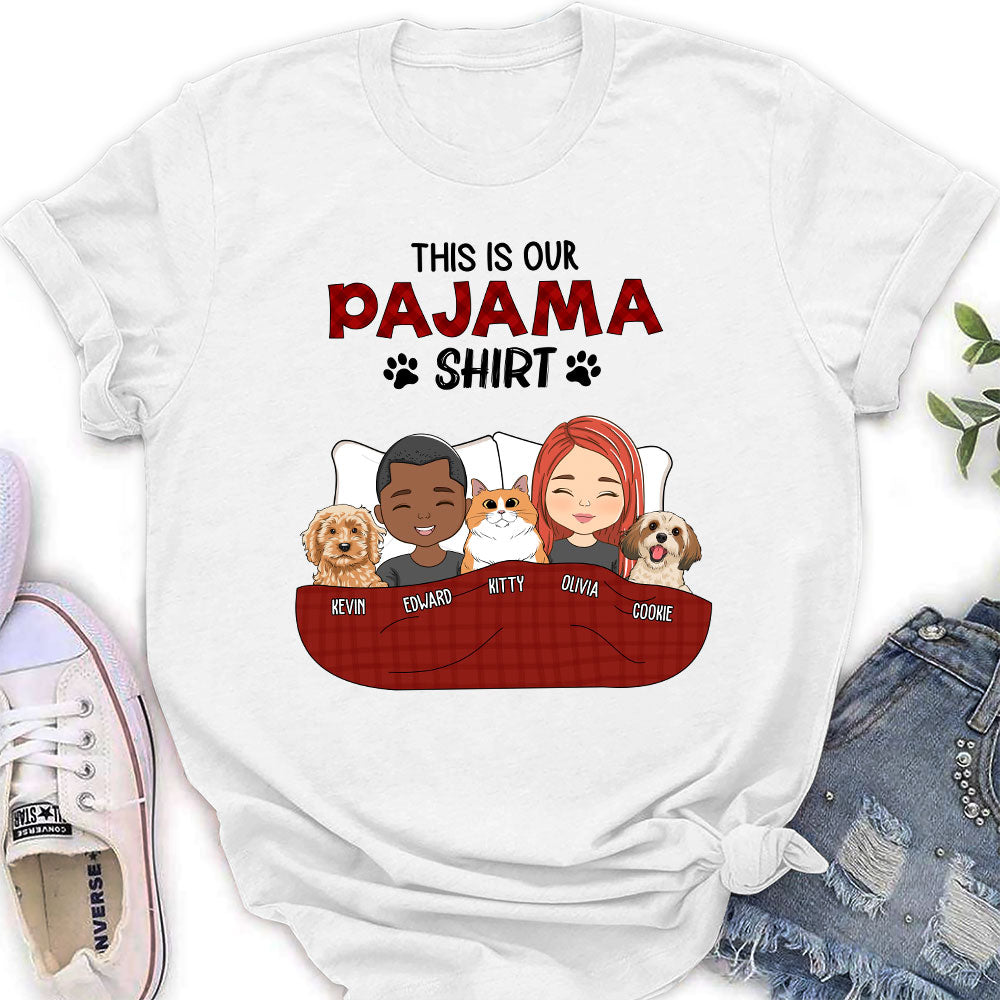 Personalized Couple Pajama Shirts - Custom Women's T-shirts for Pet Lovers