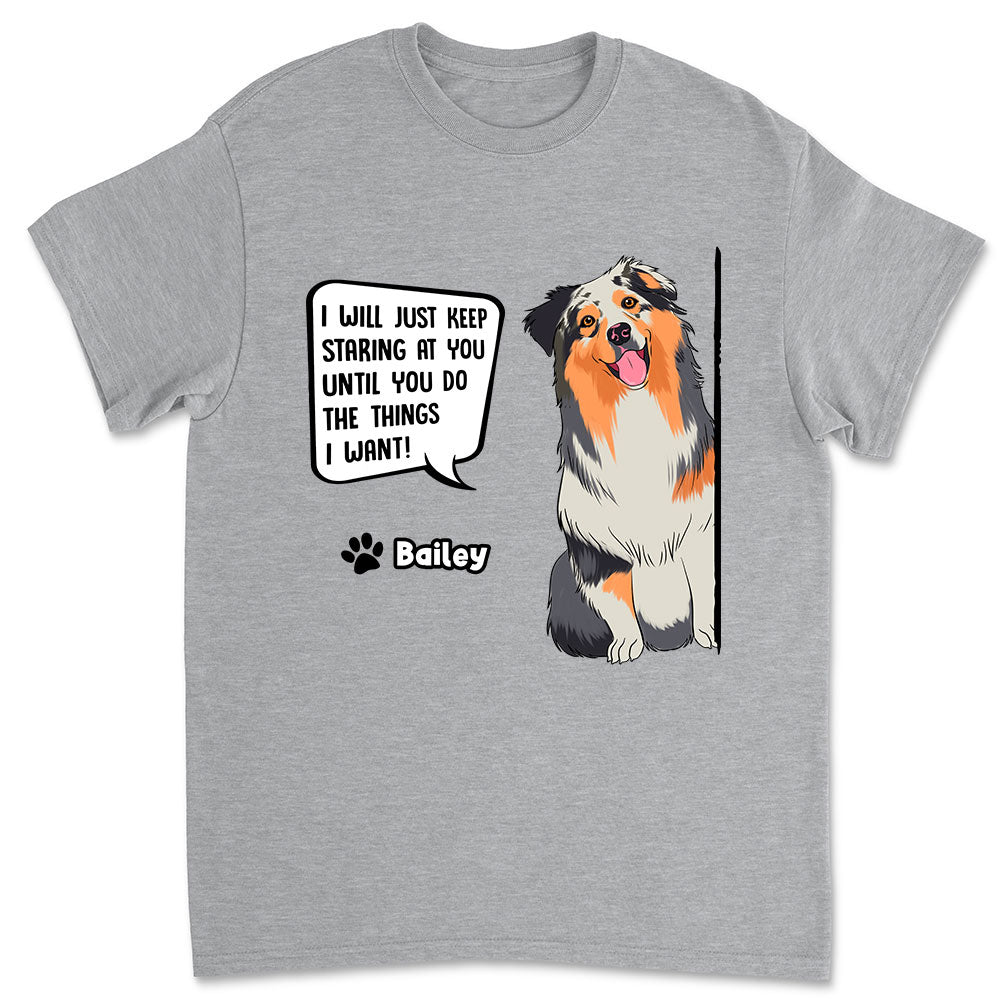 Customizable Staring Dog Unisex T-shirt - Ideal Gift for Pet Lovers