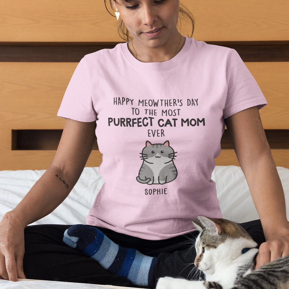 Exquisite Personalized Premium T-shirt for Cat Moms - Purrfect Gift