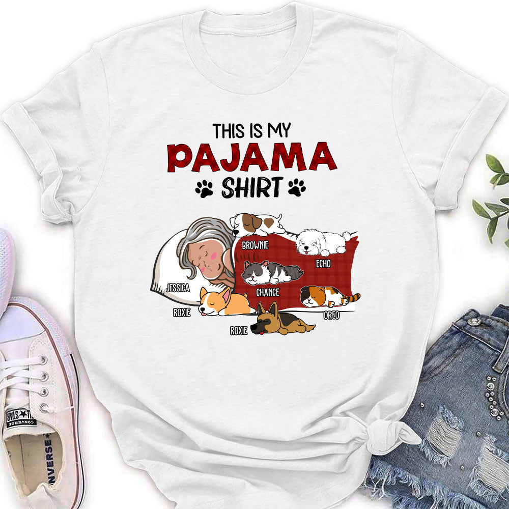 Personalized Custom Women's Sleeping Pet Pajama T-shirt - Ideal Gift for Pet Lovers