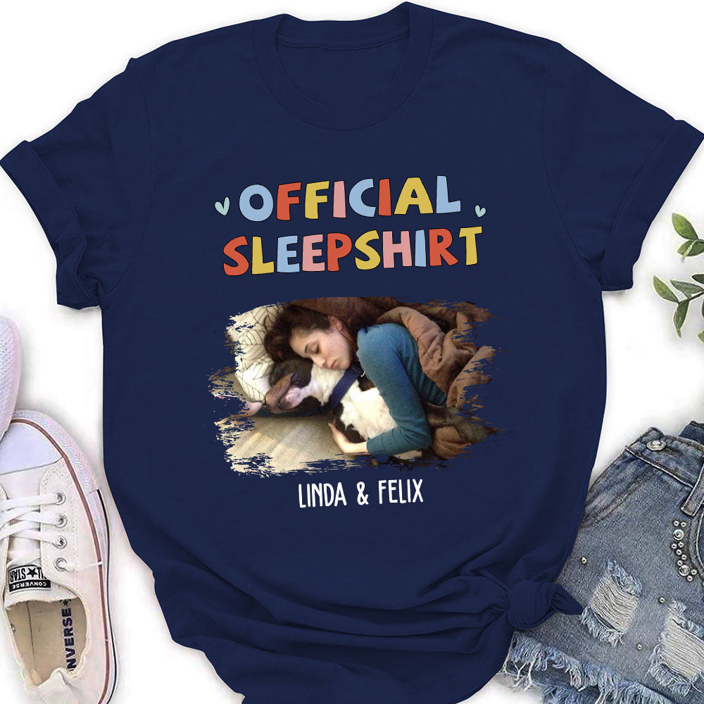 Personalized Custom Women's Sleeping Pet Sleepshirt Version 2 Photo T-shirt - Ideal Gift for Pet Lovers