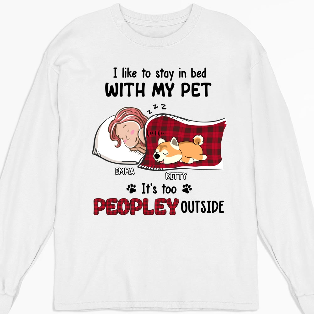 Customizable Long Sleeve T-shirt for Pet Lovers Who Love Staying in Bed
