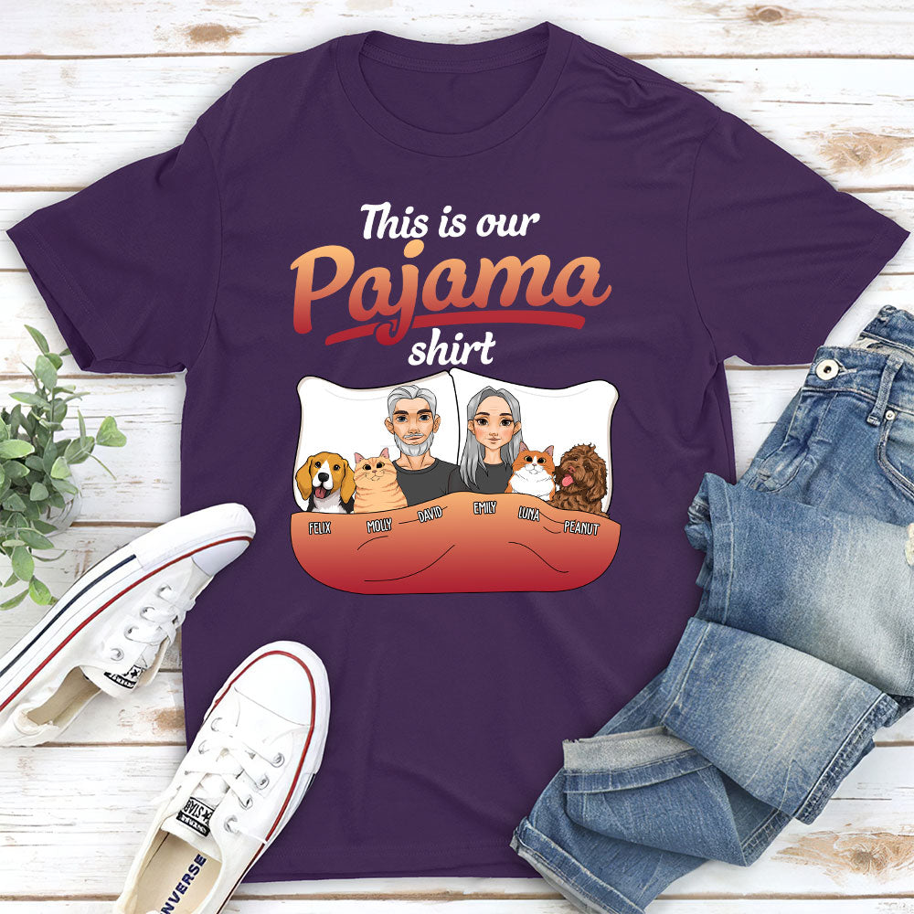Personalized Custom Unisex Couple Pajama T - shirt with Pet Design