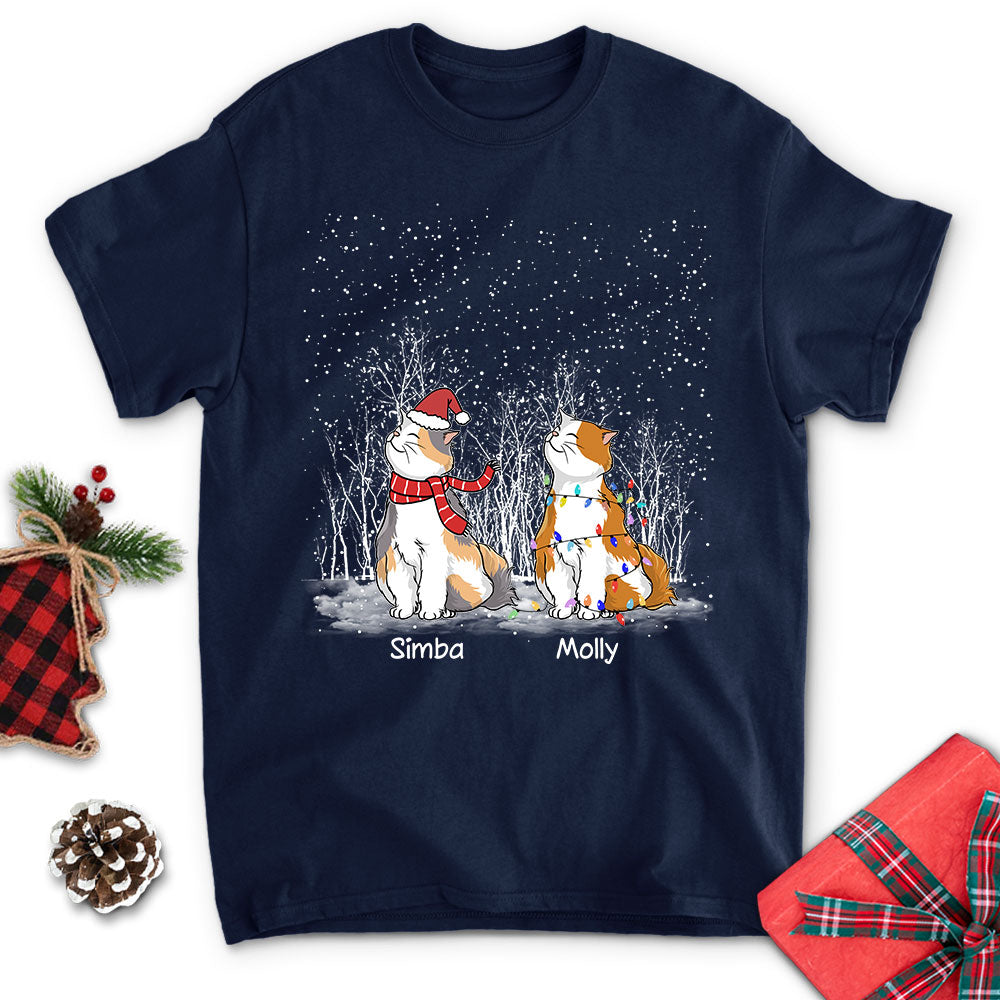 Customizable Winter Cat Unisex T-shirt - Ideal Gift for Pet Lovers