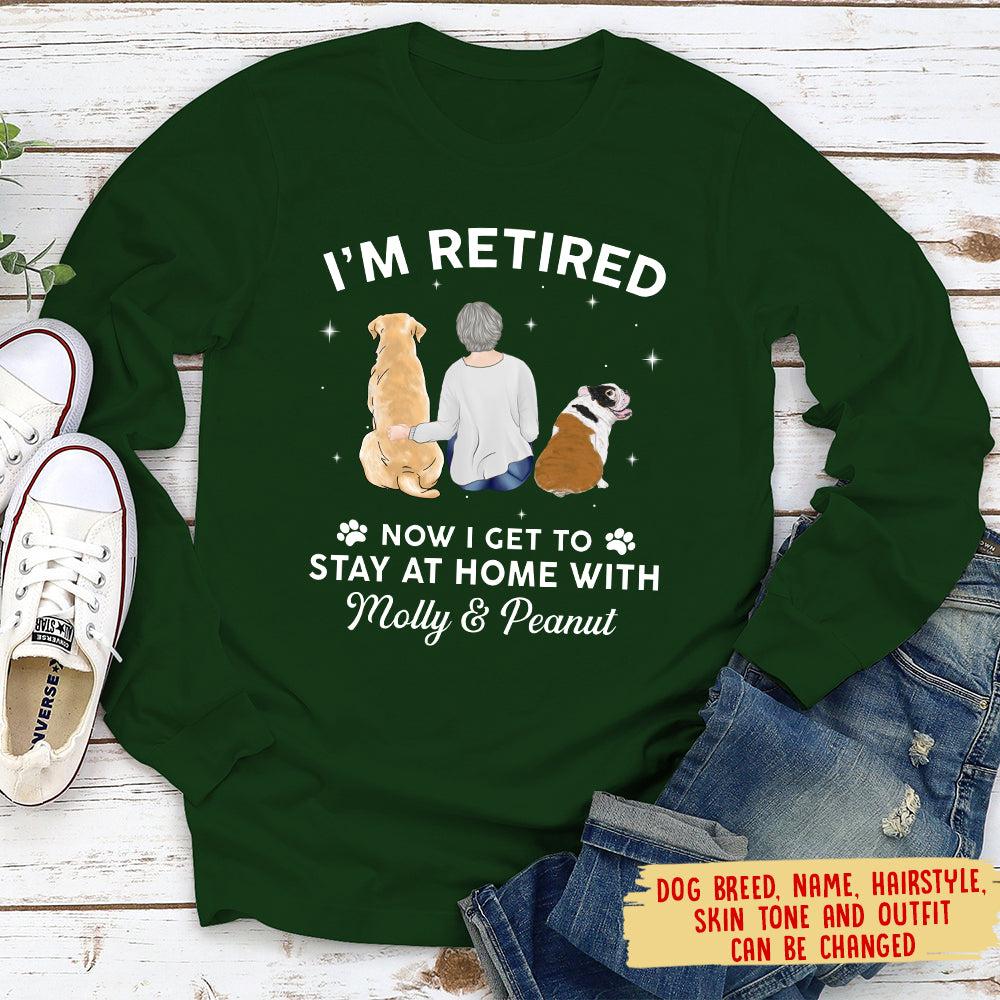 Customizable Long Sleeve Dog Lover T-shirt for Staying at Home