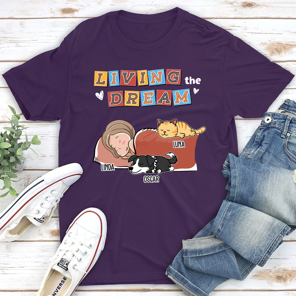 Living The Dream 3 - Customizable Premium Personalized T - shirt for Pet Lovers