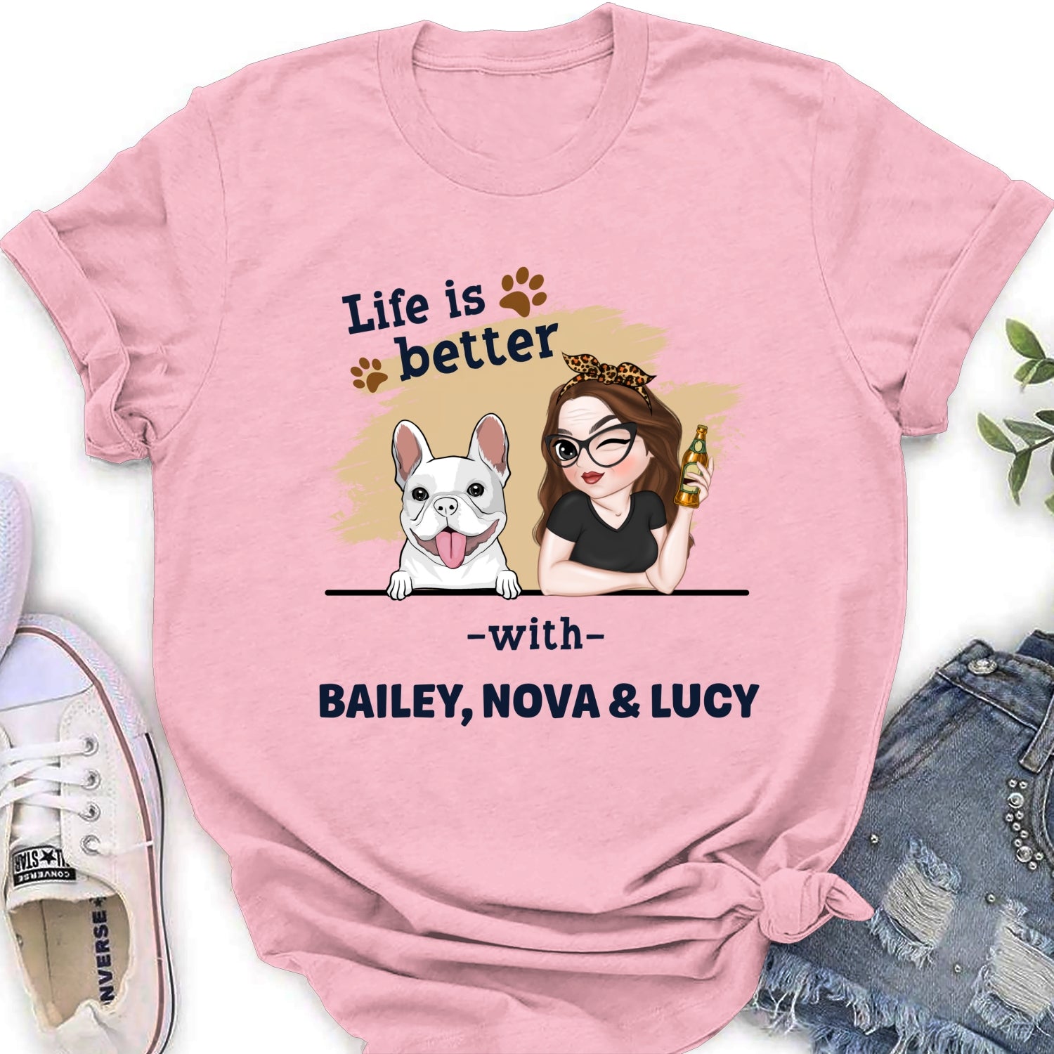 Customizable 'Better Dog Mom' Women's Personalized T - shirt