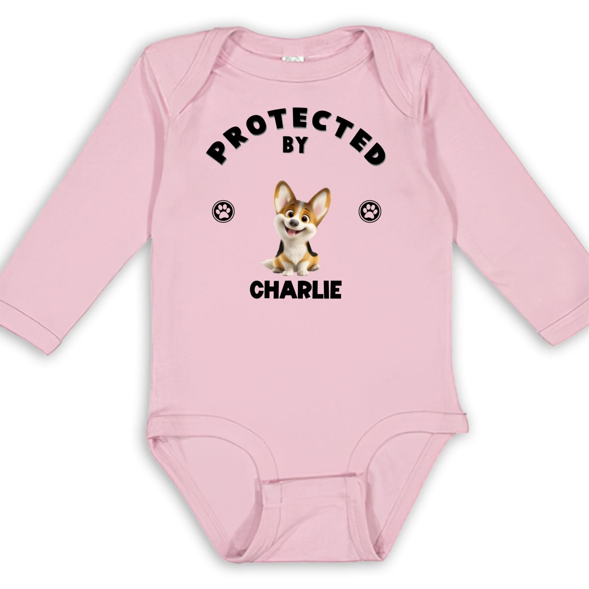 Personalized Long Sleeve Baby Onesie: Humans Protected By Pets