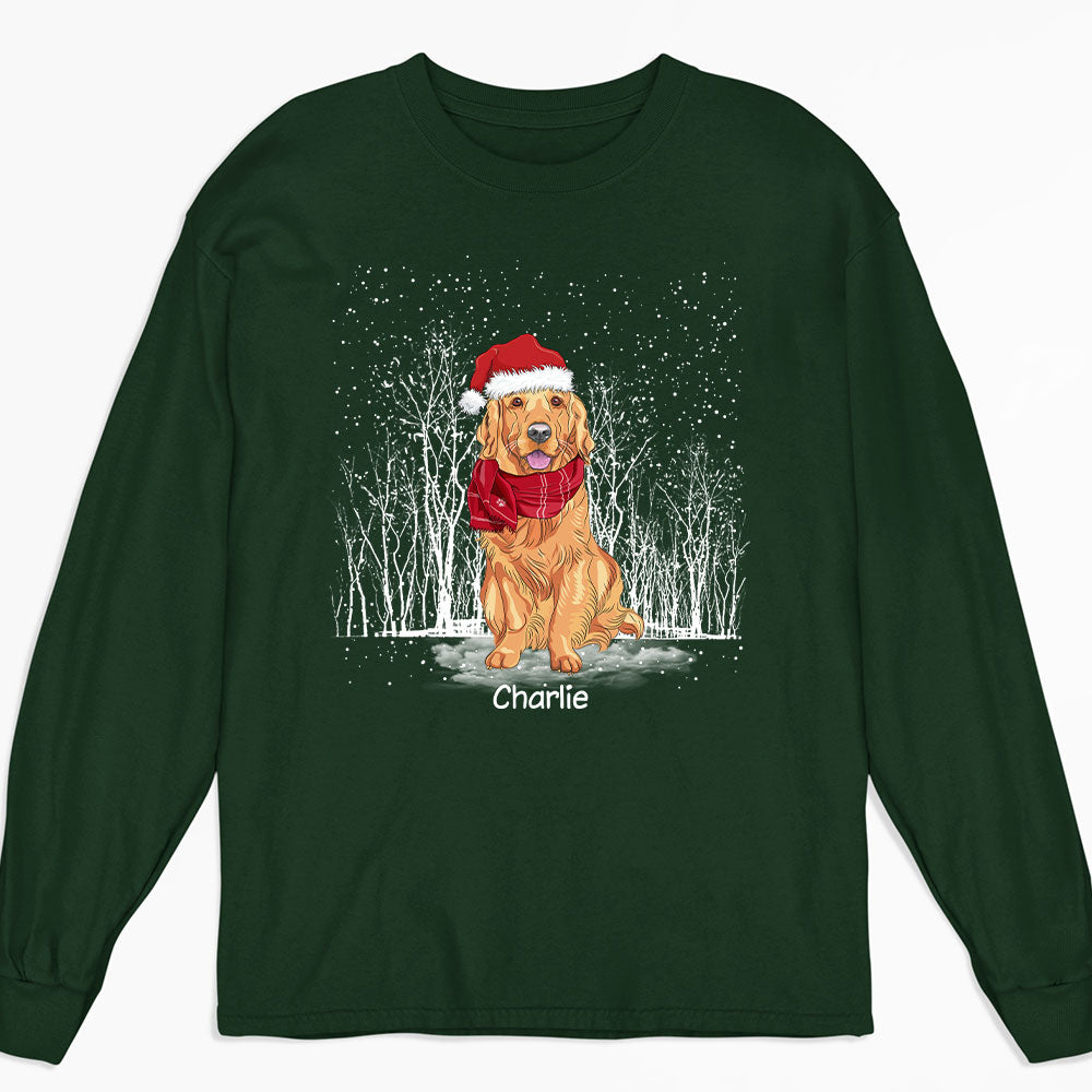 Customizable Winter Dog Long Sleeve Personalized T-shirt