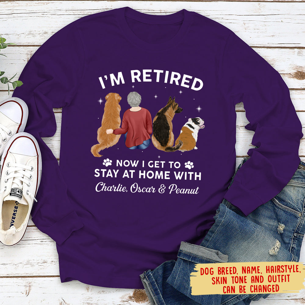 Customizable Long Sleeve Dog Lover T-shirt for Staying at Home