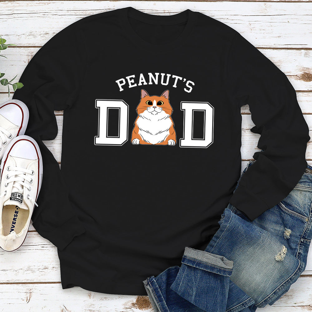 Personalized Custom Long Sleeve Cat Mom/Dad Basic T-shirt - Ideal Gift for Pet Lovers