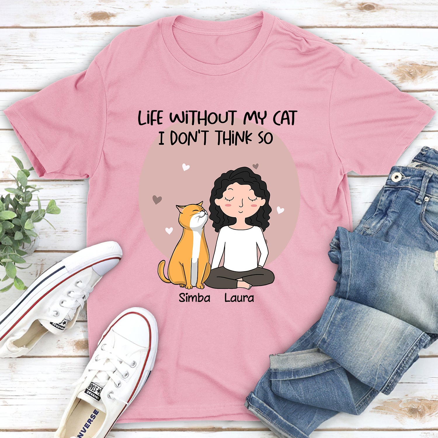 Personalized Unisex 'Life Without Cats' T-shirt - Ideal Gift for Pet Lovers