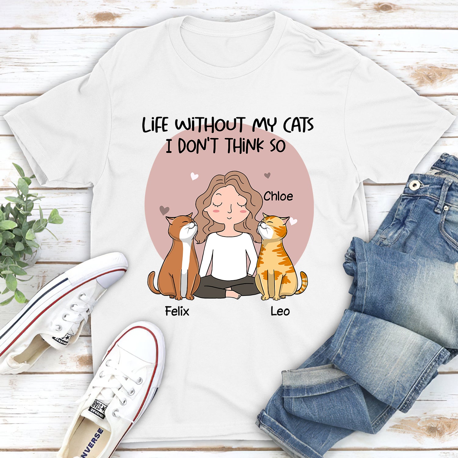 Personalized Unisex 'Life Without Cats' T-shirt - Ideal Gift for Pet Lovers