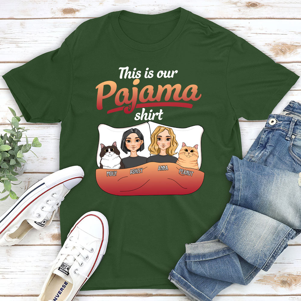 Personalized Custom Unisex Couple Pajama T - shirt with Pet Design
