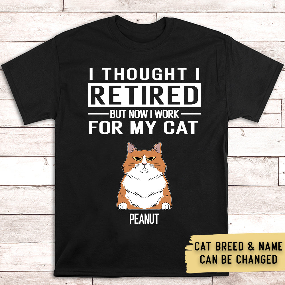 Customizable Unisex 'Work For My Cat' Personalized T-shirt - Ideal Gift for Pet Lovers