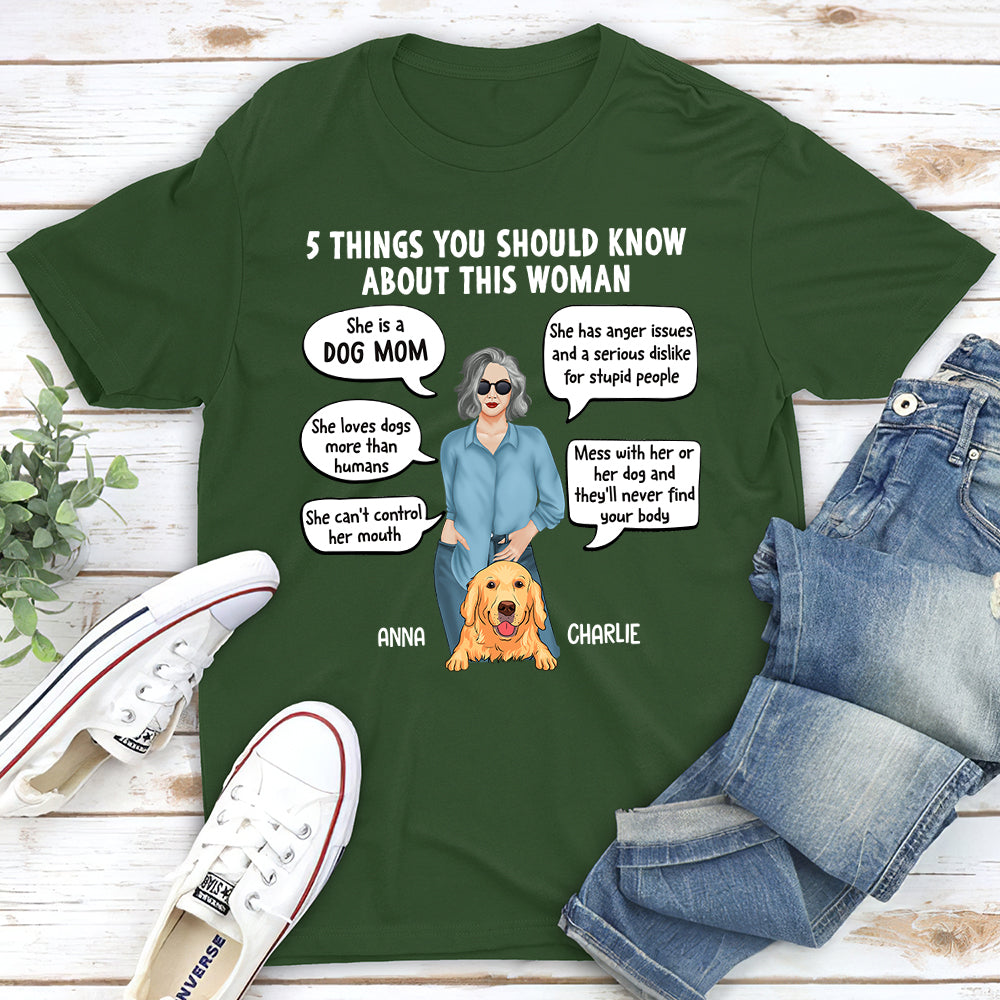 Personalized Custom Unisex '5 Things Dog Mom' T-shirt - Ideal Gift for Pet Lovers