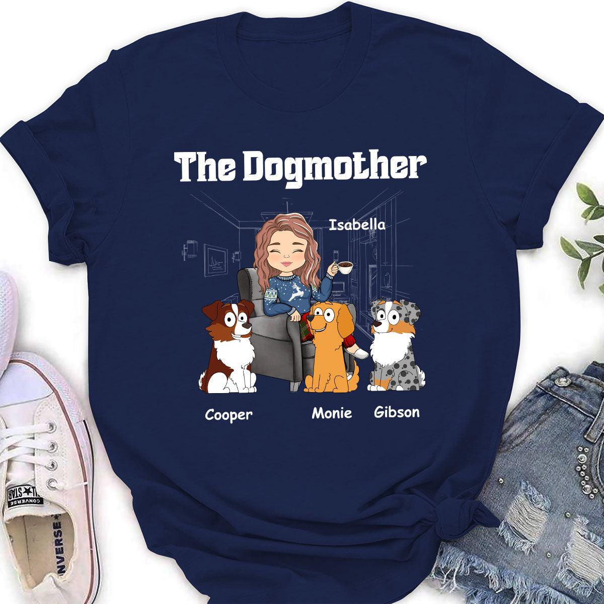 Personalized Custom Dog Mom and Dad Women's T-shirt - Ideal Gift for Pet Lovers