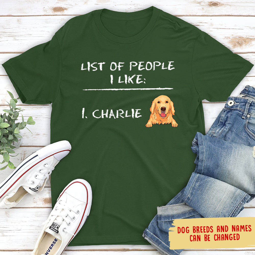 Personalized Unisex T-shirt: List of People I Like - Ideal Gift for Pet Lovers
