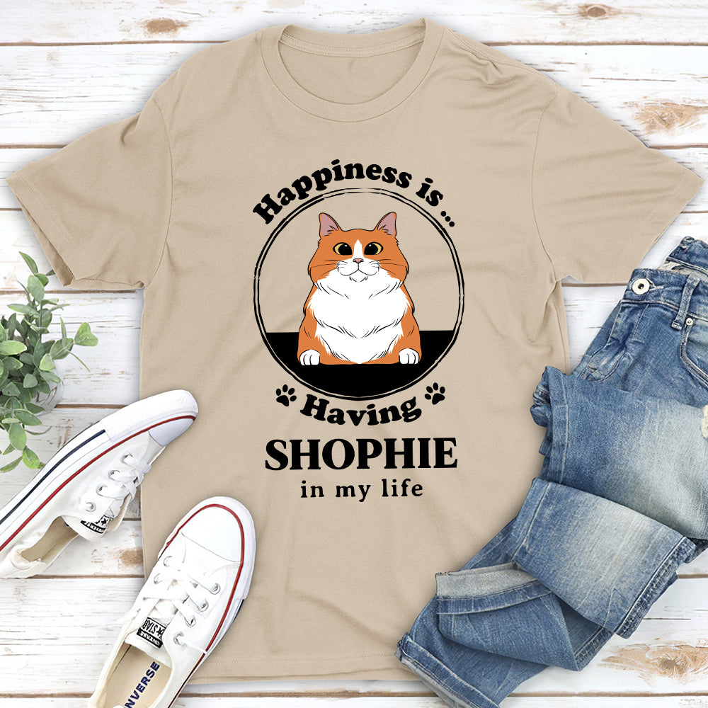 Personalized 'Happiness Is Having Cats' Unisex T-shirt - Ideal Gift for Pet Lovers