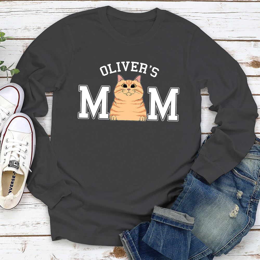Personalized Custom Long Sleeve Cat Mom/Dad Basic T-shirt - Ideal Gift for Pet Lovers