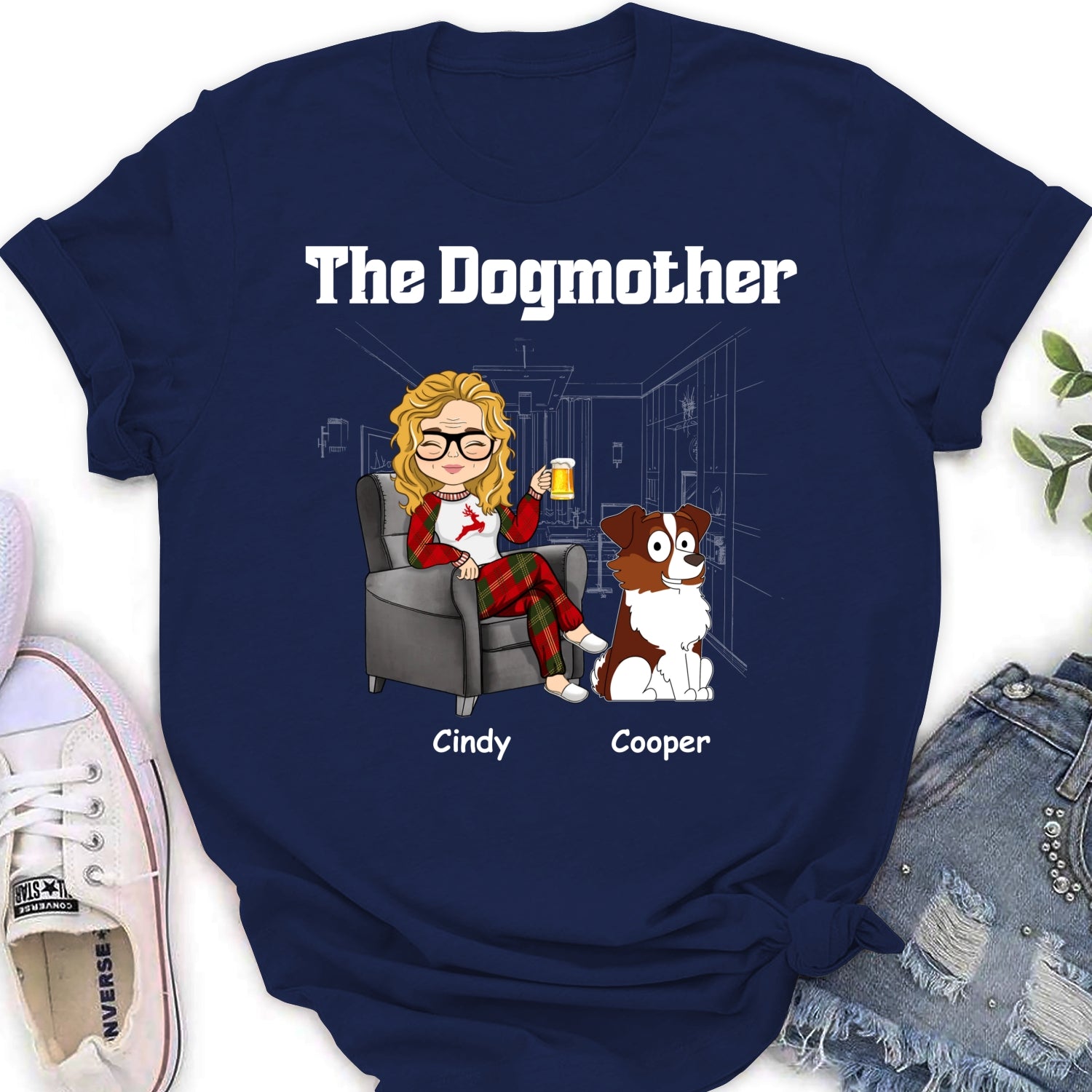 Personalized Custom Dog Mom and Dad Women's T-shirt - Ideal Gift for Pet Lovers