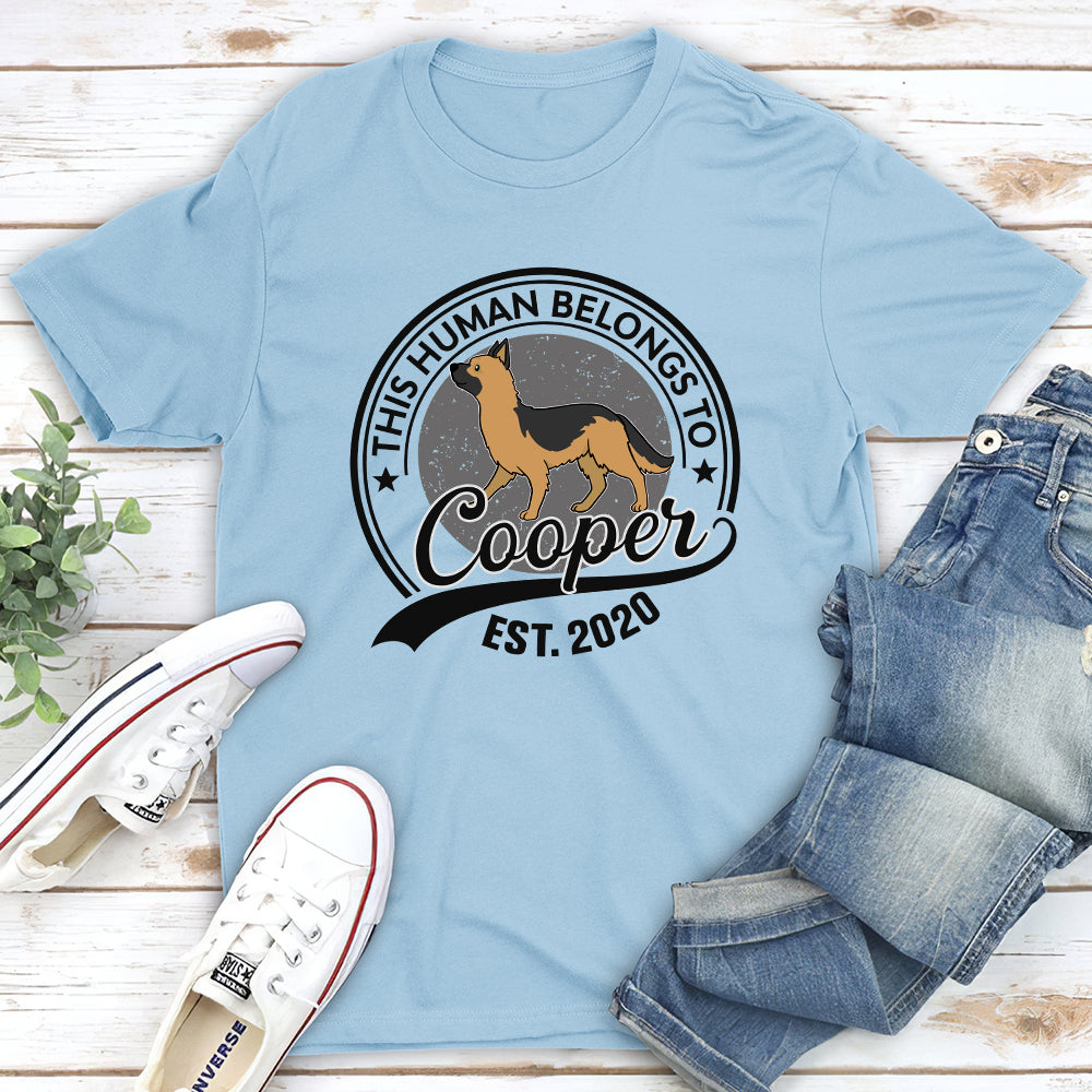 Personalized Custom Unisex 'Human Belongs To Dog' Light Version T-shirt for Pet Lovers