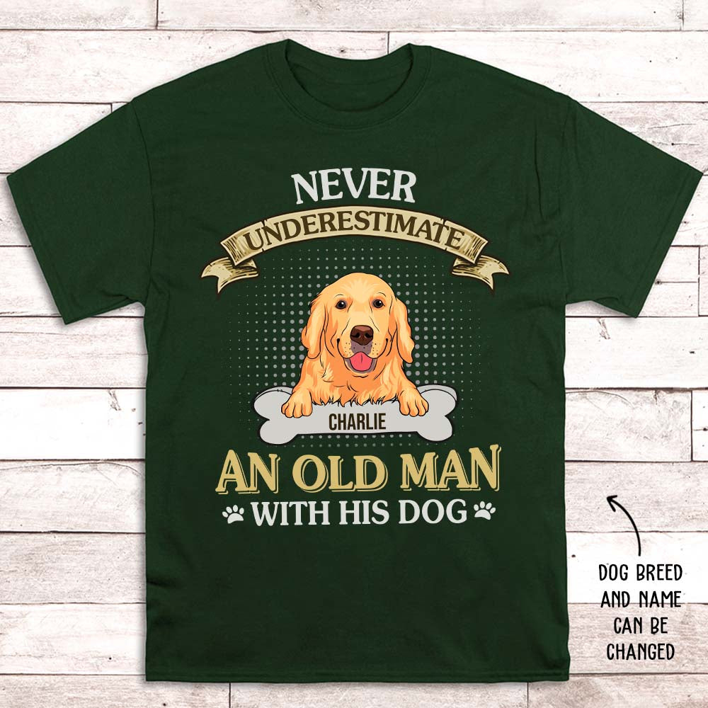 Personalized Custom Unisex T-shirt: An Old Man With His Dog - Ideal for Pet Lovers