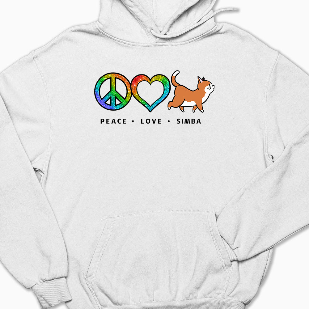Personalized Peace Love Pet Pattern Custom Hoodie - Ideal Gift for Pet Enthusiasts