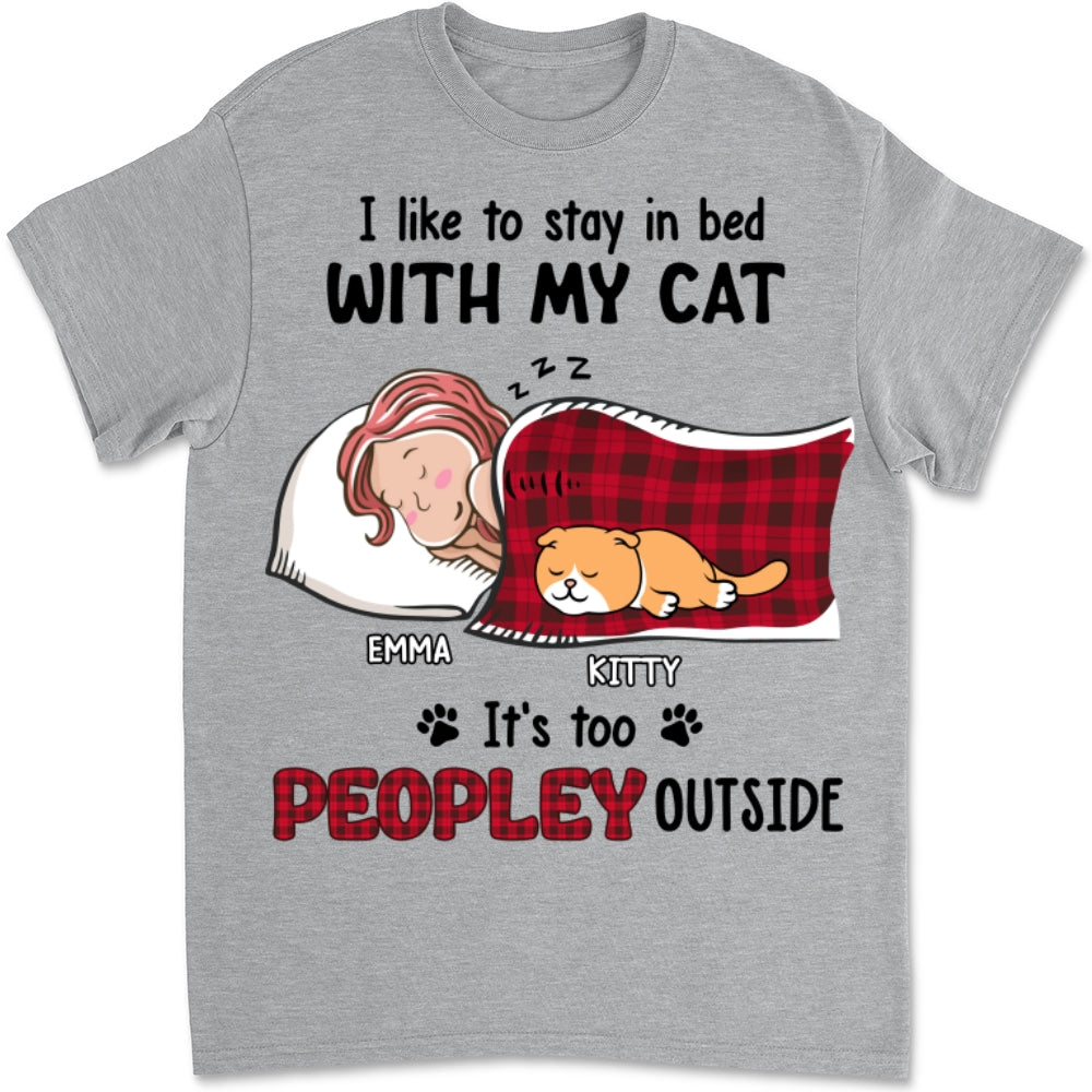 Personalized Like To Stay In Bed Cat Unisex T-shirt - Ideal Gift for Pet Lovers
