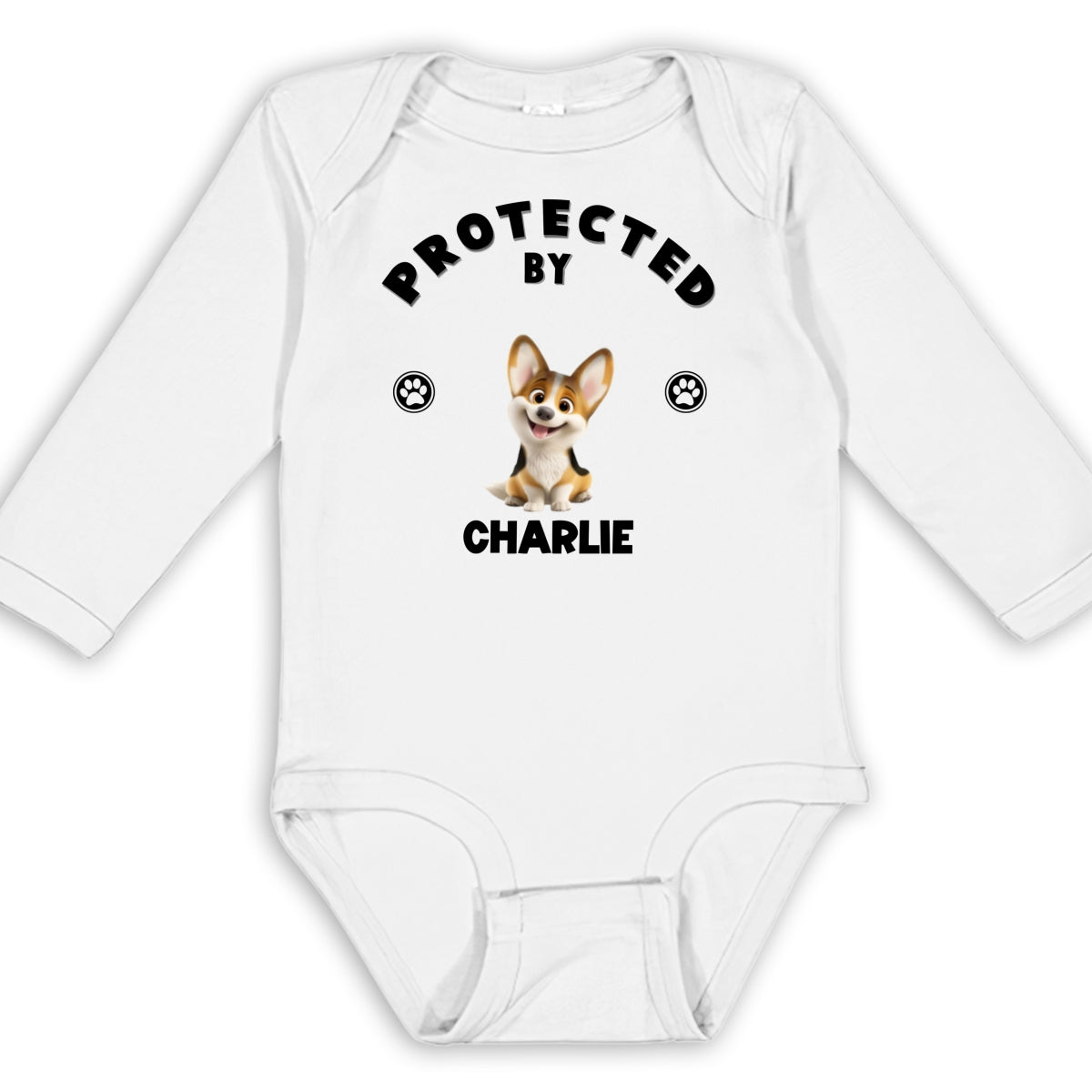 Personalized Long Sleeve Baby Onesie: Humans Protected By Pets
