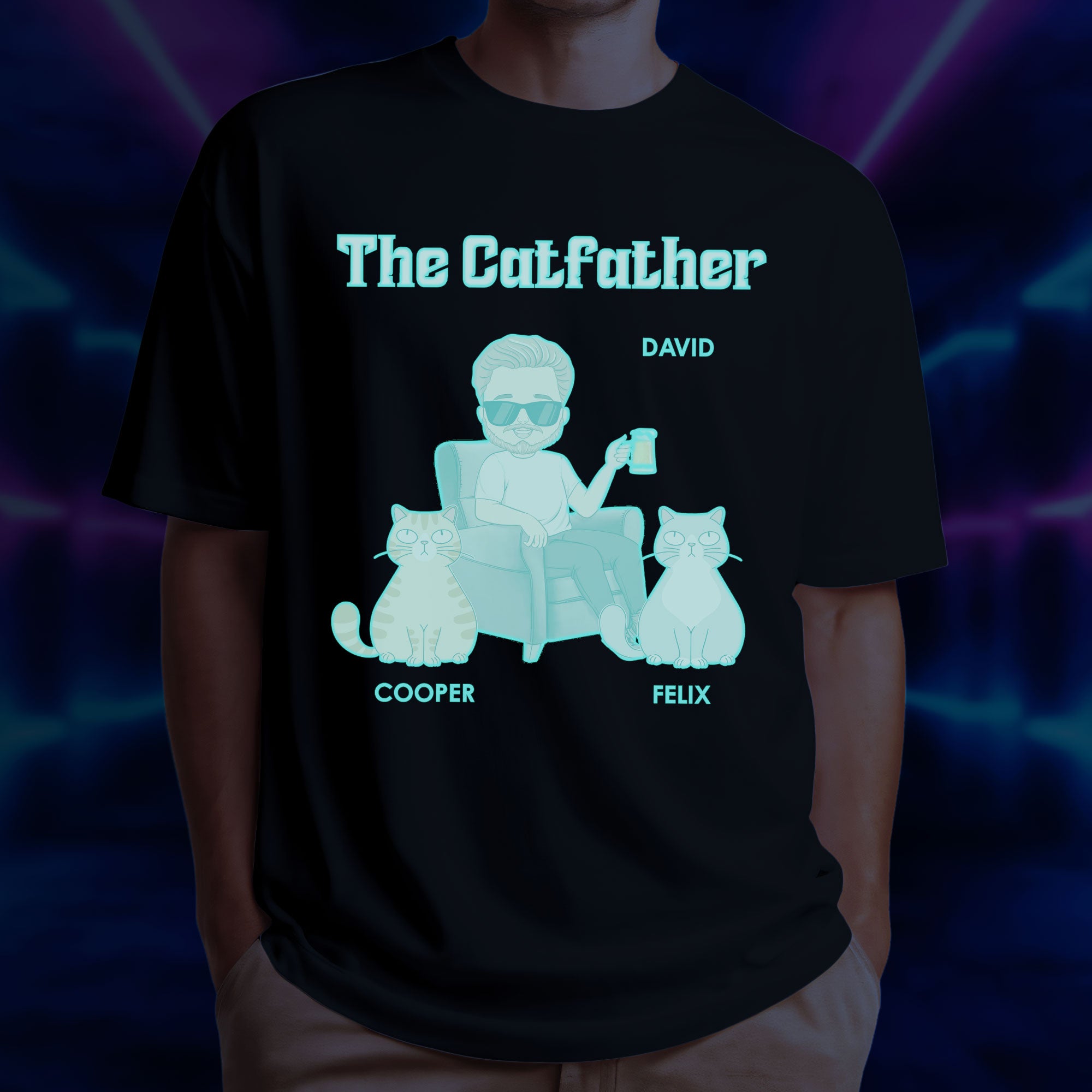 The Catfather - Customizable Fluorescent Personalized T-shirt for Pet Lovers