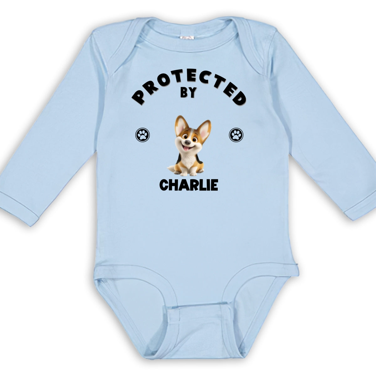 Personalized Long Sleeve Baby Onesie: Humans Protected By Pets
