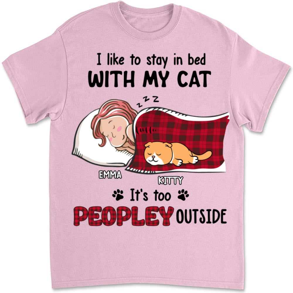 Personalized Like To Stay In Bed Cat Unisex T-shirt - Ideal Gift for Pet Lovers