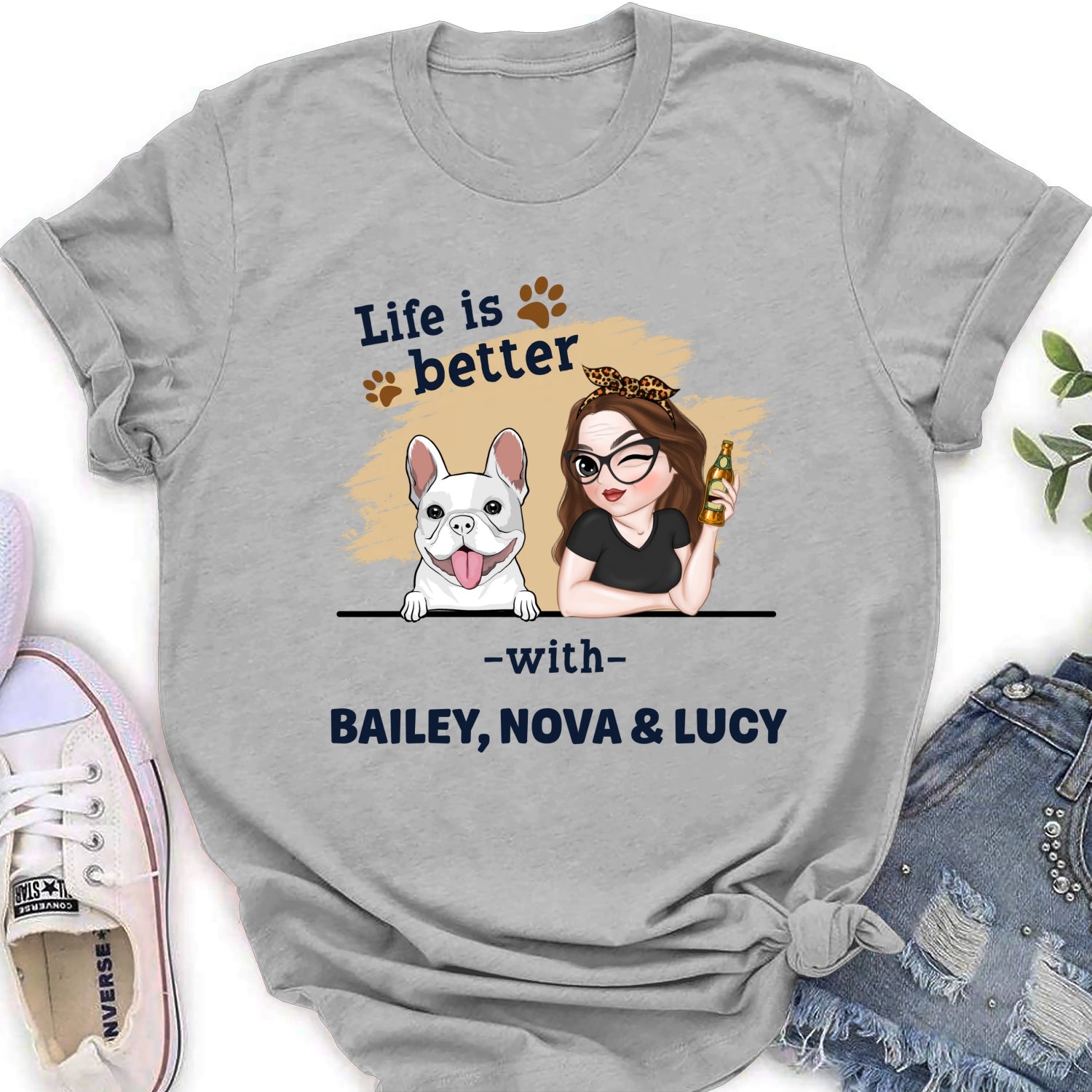 Customizable 'Better Dog Mom' Women's Personalized T - shirt