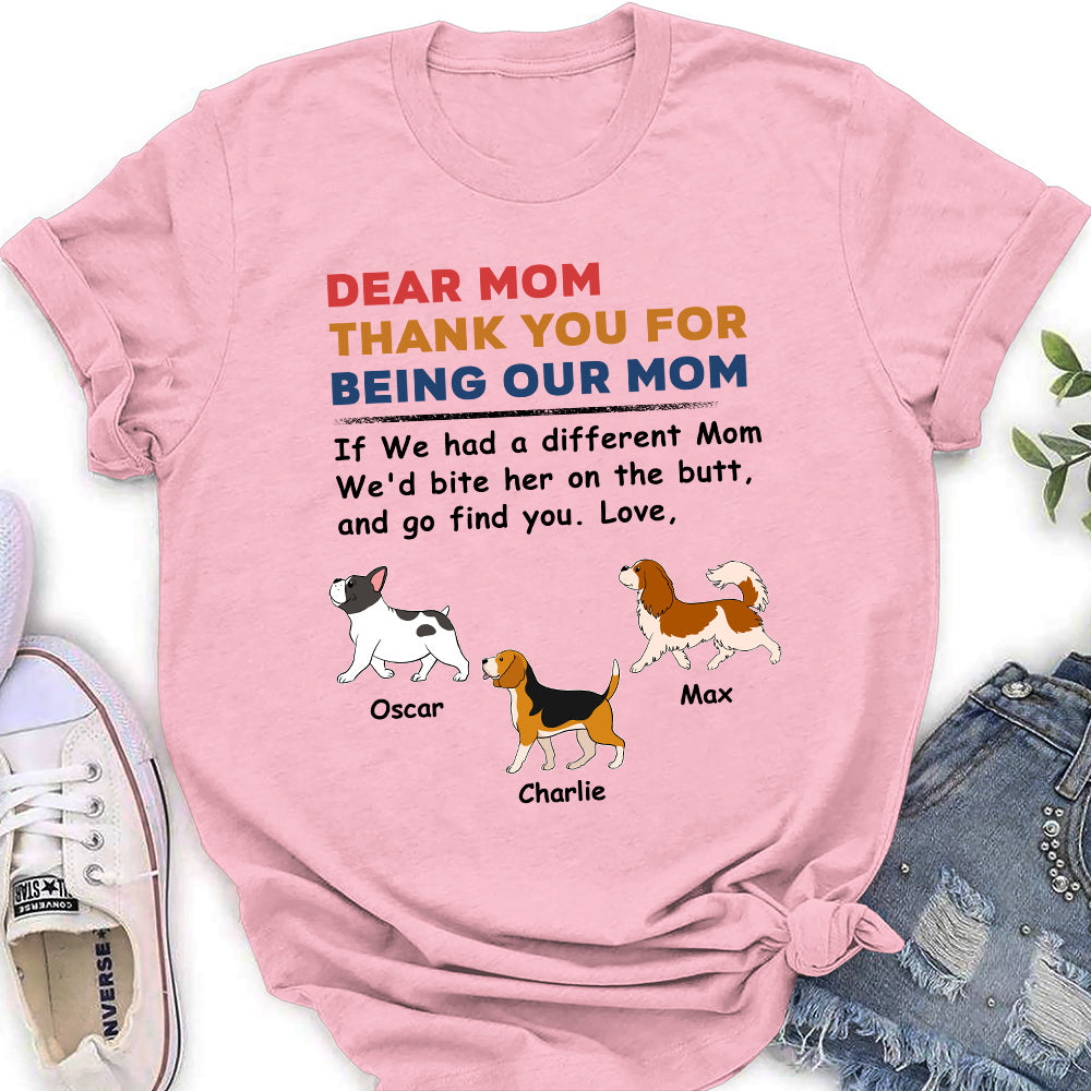 Customizable Personalized Women's 'Dogs Bite Butt' T-shirt - Ideal Gift for Pet Lovers