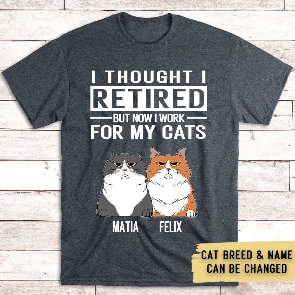 Customizable Unisex 'Work For My Cat' Personalized T-shirt - Ideal Gift for Pet Lovers