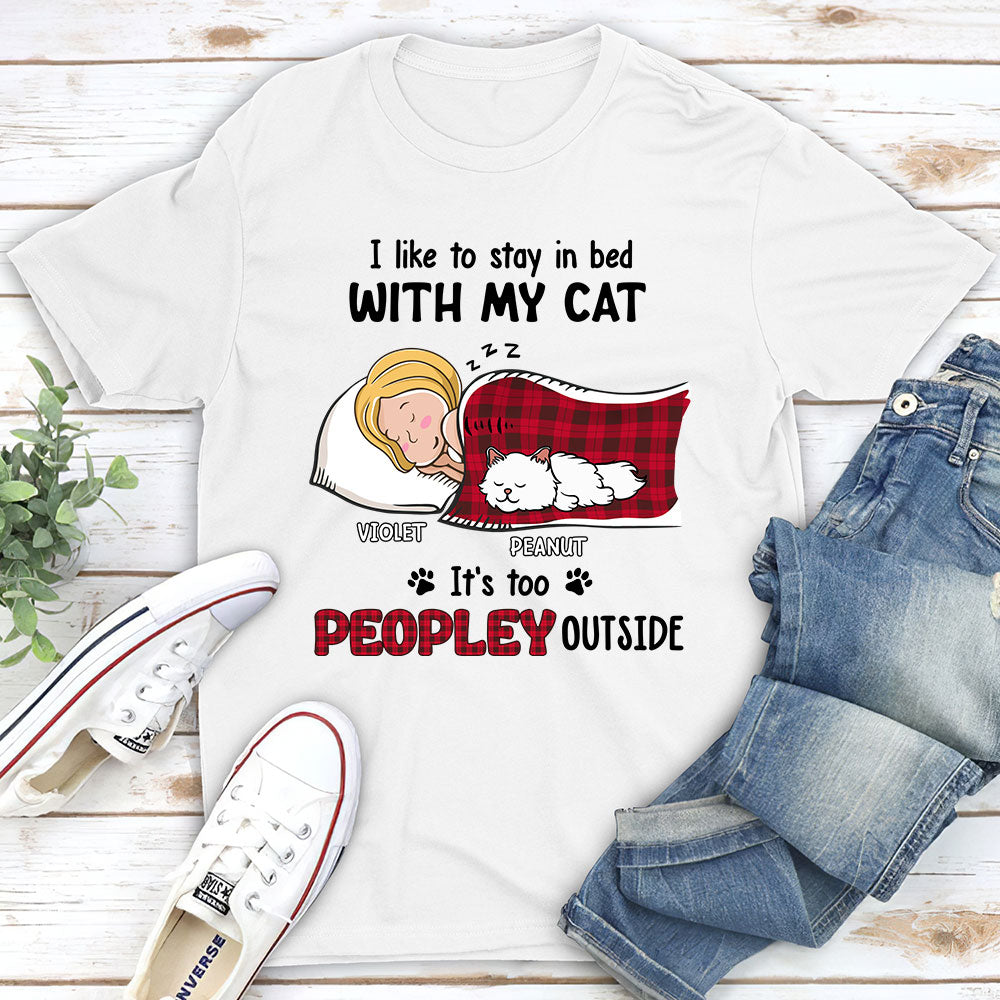 Personalized Like To Stay In Bed Cat Unisex T-shirt - Ideal Gift for Pet Lovers