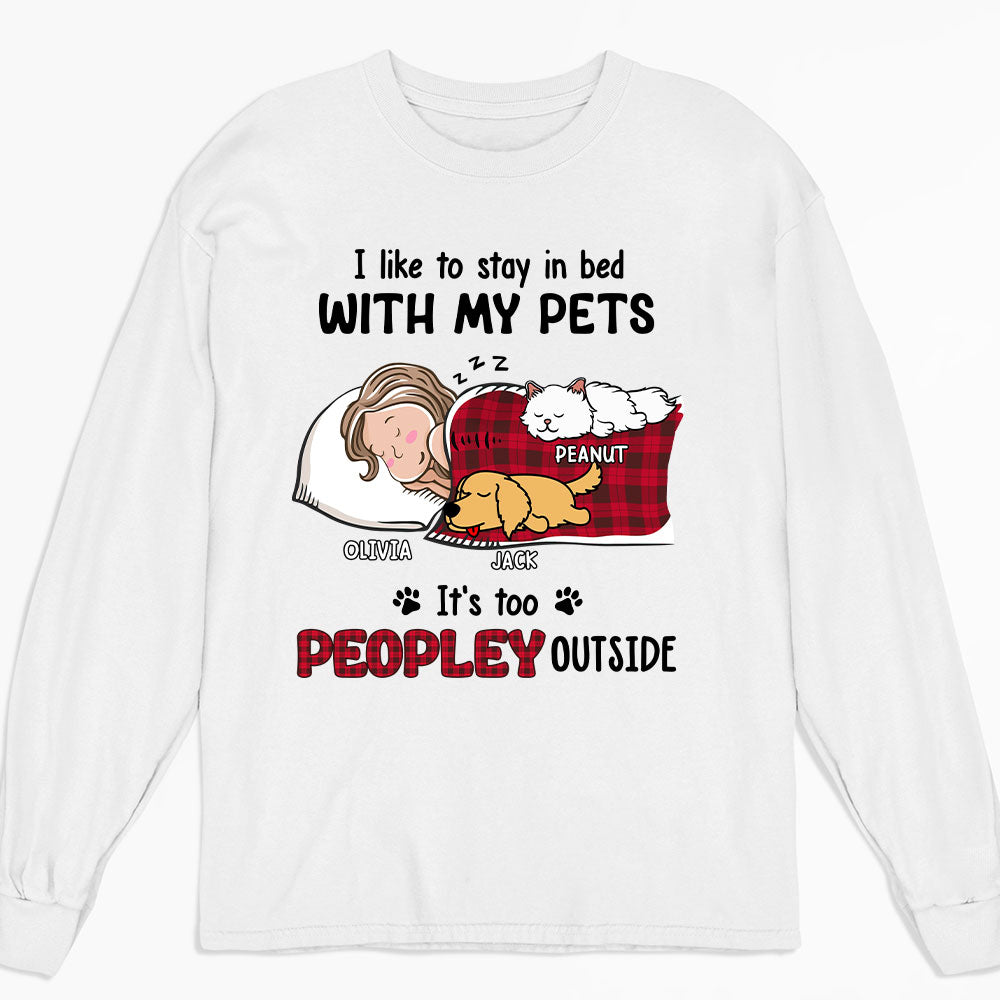 Customizable Long Sleeve T-shirt for Pet Lovers Who Love Staying in Bed